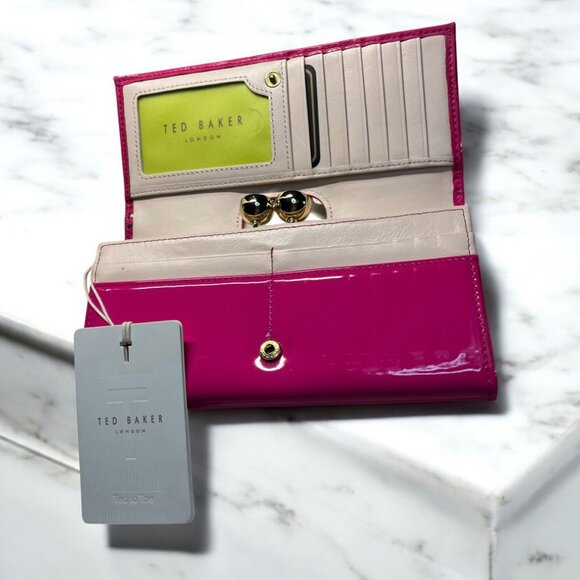 Ted Baker Fuchsia Patent Leather Clutch Wallet - Picture 3 of 7